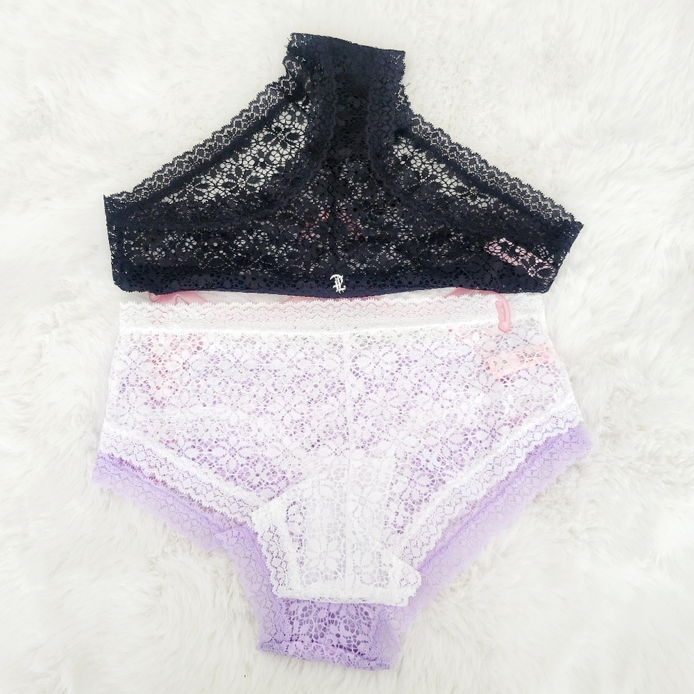 🪻JUICY COUTURE BRAND NEW 3-PACK LACE CHEEKY PANTIES SIZE L - Picture 4 of 5